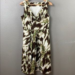 Banana Republic abstract floral camouflage sleeveless fit & flare V-neck dress